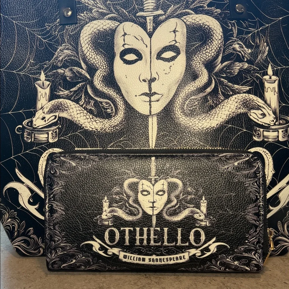 “Othello” Leather Black and White Tote Bag and Wallet - Picture 3 of 11